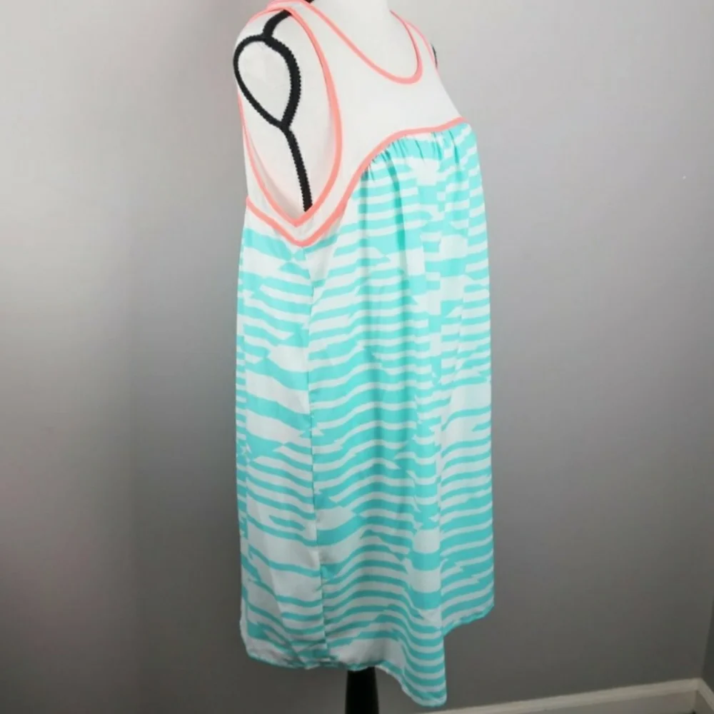 Everly Turquoise and Orange Swing Dress Size Large - Picture 2 of 7